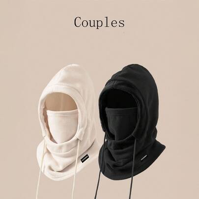 Gorro de invierno para mujer con capucha forrada de forro polar, diseño con cordón elástico para un buen sellado, ligero y cálido, adecuado para ciclismo, esquí y deportes al aire libre. Capucha de unicolor con orejeras de forro polar. Unisex, disponible en varios colores, regalo ideal para Navidad, San Valentín y Año Nuevo.