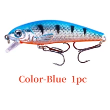 1pc 72mm Abs Plastic Hard Lure With Sound Ball & Minnow Fish Design For Bass Fishing - Blue - View 5