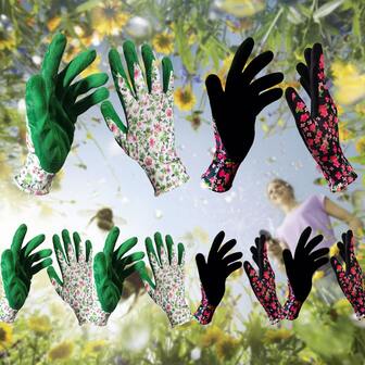 3双园艺手套，防刺，防水，耐磨，播种防护手套，防滑园艺手套，女士园艺手套，户外防护工作手套，带抓地力，尺码适合大多数人，用于除草和防护的花园手套，园艺工具，用于农业和园艺