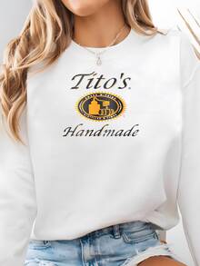 Handmade Tito's Vodka Sweatshirt: Retro Graphic Unisex Tee Sweatshirt - trắng - Xem 2