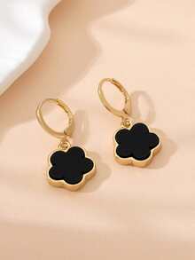 1 Pair Fashionable Metal Four-Leaf Clover Pendant Earrings For Girl - Multicolor - View 6