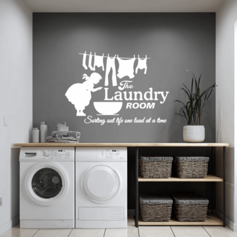 1pc The Laundry Room Wall Sticker – "Sorting Out Life One Load At A Time" Funny Laundry Quote Vinyl Wall Decal, Waterproof Removable Home Decor For Laundry Area, Utility Room, Or Bathroom, Farmhouse Style Laundry Room Decoration Gift For Mom, Housewarming, Christmas, Modern Rustic Home Aesthetic