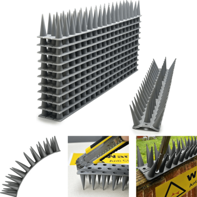 COSANSYS Fence Wall Spikes Garden Security Guard Anti-Climb Cat Bird Intruder Pest Deterrent Bird Spikes For Fence Tops, Plastic Fence Toppers And Roof Tall Spikes To Keep Pigeon Seagull Or Animals Stop, Fox Squirrel Deterrent Fence Anti Climb For Garden Wall 5m