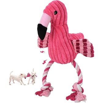 1pc Pet Chew Toy - Durable Plush Flamingo Chew Toy, Interactive Tug Of War Rope, Teeth Cleaning & Dental Care