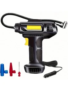 Portable Car Air Compressor, Handheld Car Inflatable Pump, Electric Automobiles Tire Inflator With LED Light For Car Motorcycle Bicycle - Black - View 8