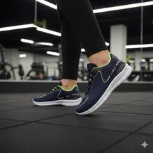 Women's Gym Shoes – Ideal For Walking, Running And Exercise - Xanh nước biển/Xanh lá cây - Xem 5