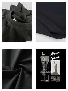 Men's Cotton Graphic Print TShirt Casual Streetwear Tee With New York Statue Design Soft Breathable Short Sleeve Top Ideal Daily Wear Fashion Outfit