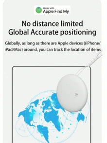 GPS Tracker For Car, Item Locator Tracker, Apple AirTag Compatible, GPS Tracker, Apple AirTag, AirTag Keychain, Pet Cat GPS Collar, GPS Locator, Global GPS Tracker Compatible With "Apple Find My" Platform, One-Click Finding, Remote Precise Tracking, Long-Lasting Battery Life, Suitable For Elderly, Pets, Cars, Keys, Bags And Other Anti-Loss Reminder Tracking And Locating