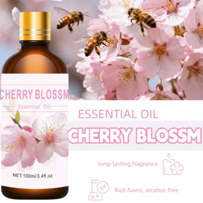 100ml, 30ml, 10ml Sakura Essential Oil, MAYJAM Premium Quality Oil, For Diffuser, Humidifier, Candle & Soap Making, Pure Aromatherapy Oil, For Home, Skin Care, DIY Fragrance
