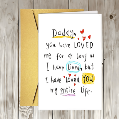 1pc Heartfelt Christmas Card New Year Card Daddy I Have Loved You My Entire Life - Birthday Card For Dad, Father'S Day Card For Dad, Funny Birthday Card, Thank You Card, Anniversary Gift