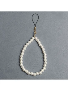 1 件仿珍珠串珠手机挂绳，防丢失手机带，适合送给母亲、家人、朋友、生日、节日的礼物，手机挂饰，手机链