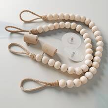 Suport pentru hârtie igienică fără găurire, design rustic cu frânghie și bilă de lemn, accesoriu de baie cu instalare adezivă - Multicolor - Vizualizare 5