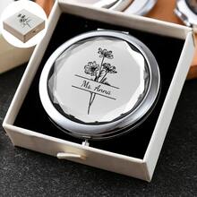 Customized Compact Makeup Mirror, Personalized Engraved Folding Pocket Mirror, Portable Double-Sided High-Definition Mirror, Stainless Steel Compact Mirror, Valentine's Day Gift, Spring, Bridesmaid, Wedding Gift, Customized Floral Engraved Makeup Mirror, Suitable For Gifting To Girlfriends, Moms, Mother's Day, Birthday, Graduation, Wedding, Anniversary, Practical Gift - Multicolor 3 - View 20