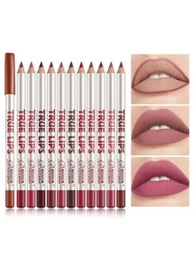 12 Piezas/set Conjunto De Lápiz Delineador De Labios Mate Impermeable Y Fácil De Aplicar - Multicolor - Ver 7
