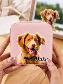 1pc Customized Floral Jewelry Box, Ring Couple Necklace Jewelry Box, Personalized Gift For Girlfriend, Fresh And Sweet, Customizable Pattern And Text, Personalized Floral Jewelry Box For Jewelry Storage, PU Leather Jewelry Box, Gift For Valentine's Day, Mother's Day, Party, Christmas, Bridal Shower, Bachelorette Party, Bridesmaid, Travel