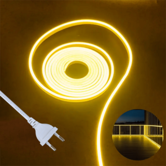 1pc Neon COB LED Strip, 288led/M High Density Outdoor/Indoor COB LED Rope Strip Plug Flexible LED Strip, Home LED Strip, Cabinet Light, Cabinet Light, Dressing Mirror Light Strip, Dressing Table Lamp Strip, TV Backlight, Sofa Light, Cold White Light/Warm White Light, Suitable For DIY, Bedroom Garden Christmas, Kitchen Cabinet, Closet Decoration, Cabinet Lighting, Home Decoration, Modern Lighting