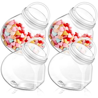 1pc Candy Server Candy Jar 2.9L Large Decorative Storage Container With Lids & Handle , Plastic Candy Jar, Reusable, Multi-Purpose Storage For Kitchen, Office, Laundry, Festive Party Decor& Gift