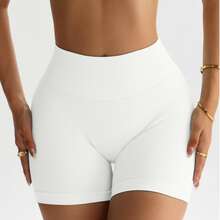 High Waisted Impact Compression Shorts For Women Butt Lifting Curve-Hugging Sculpting Fit - White - View 6