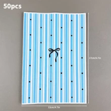 100个4.7x6.7英寸节日礼品包装袋，包括蓝色条纹礼品包装袋、小礼品纸袋、蝴蝶结圆点图案纸袋、加厚糖果包装袋、DIY装饰礼品纸袋，适用于情人节、婚礼、生日、派对礼品袋和礼品包装。 - 彩色 - 查看 9