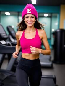 1顶男女通用个性化刺绣A-Z字母弹力针织帽，时尚街头嘻哈针织帽，适合秋冬季日常佩戴 - 玫紅色 - 查看 6