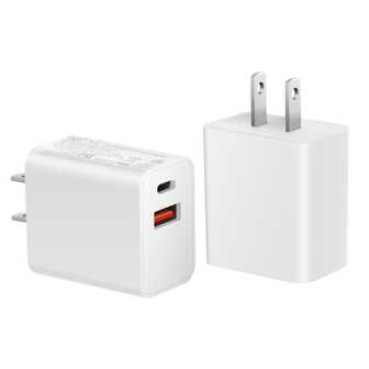 1个美规插头20W GAN快充充电器，PD充电头，带2个USB接口（USB-A和Type-C），价格实惠，适用于三星Galaxy S24、S23/S22/S21、S20/Plus/Ultra/Fe/Note 20/10/Z Fold/Flip/A17手机，以及16/16 Pro/16 Pro Max/16 Plus/15/15 Pro/15 Plus/15 Pro Max手机。