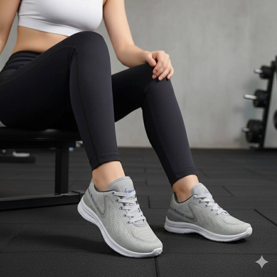 Women's Gym Shoes – Ideal For Walking, Running And Exercise - Màu Xám nhạt - Xem 1
