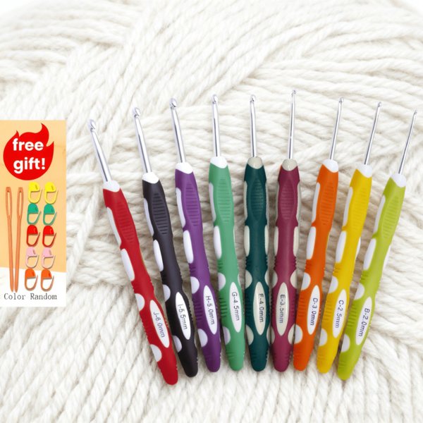 9pcs Multicolor Crochet Hook Set For Beginners, Soft Handle Crochet Hooks Full Set With Silicone Tools, Knitting Accessories (Assorted Sizes) Included
