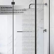 Regadera tipo lluvia cuadrada de acero inoxidable con brazo cromado de 40 cm ideal para baño moderno elegante y experiencia de ducha relajante - Plateado - Ver 3