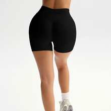 High Waisted Impact Compression Shorts For Women Butt Lifting Curve-Hugging Sculpting Fit - Black - View 3
