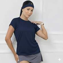 Kit Of 2 Women's Dry Fit Cool Mesh T-Shirts For Fitness And Gym - 灰色和海軍藍 - 查看 2