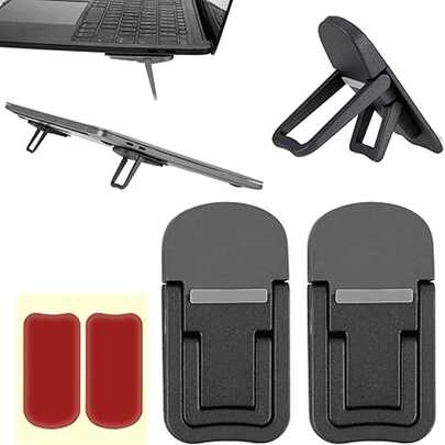 2pcs Portable Laptop Stand With Dual Adjustable Tilt Angles, Foldable Laptop Riser Holder Suitable For Most Keyboards And Laptops, Invisible Computer Keyboard Phone Stand, 3D Desktop Elevated Pad Cooling Bracket