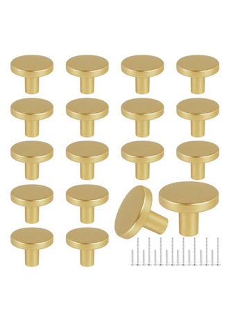 1/2/4/6 piezas Pomos de gabinete dorados Manijas de cocina redondas de latón cepillado de aleación de zinc Herrajes metálicos para cómoda, cajón, escritorio, armario