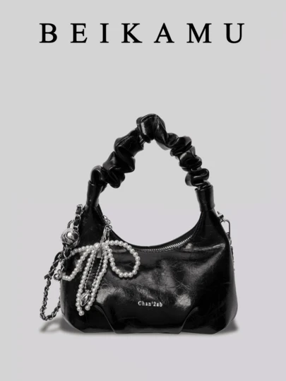 1 件优雅纯色女士新月包，时尚通勤小手提包，链条单肩包和斜挎包，女士 Tready 新月包