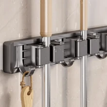 Space-Saving Heavy Duty Metal Mop & Broom Holder With Adjustable Hook - Wall-Mounted Organizer For Home, Kitchen, Garden, Laundry, Garage - Durable Storage Solution For Tools And Equipment - Multicolor - View 6