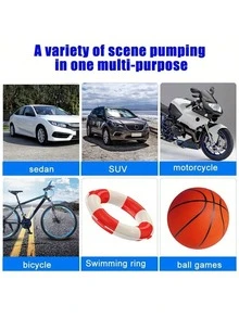 Portable Car Air Compressor, Handheld Car Inflatable Pump, Electric Automobiles Tire Inflator With LED Light For Car Motorcycle Bicycle - Black - View 11