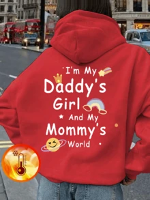 一件少女休闲印花套头卫衣，保暖内衬，长袖，秋冬季学生青少年服装 - 趣味多彩的卫衣，激发每个孩子的想象力 - 紅色 - 查看 5