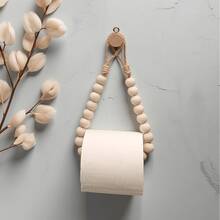 Suport pentru hârtie igienică fără găurire, design rustic cu frânghie și bilă de lemn, accesoriu de baie cu instalare adezivă - Multicolor - Vizualizare 7