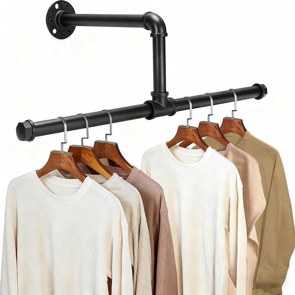 Industrial Style Floating DIY Wall-Mounted Vintage Country Clothing Rod, Multi-Functional Iron Pipe Coat Rack