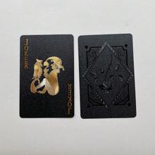 1 Pair 24K Gold Plated Waterproof Flexible Playing Cards With Box, Stylish Design, Suitable For Parties, Games, Gifts And Celebrations, Black & Red Playing Cards - Multicolor - View 2