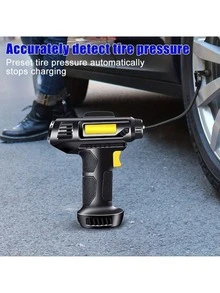 Portable Car Air Compressor, Handheld Car Inflatable Pump, Electric Automobiles Tire Inflator With LED Light For Car Motorcycle Bicycle - Black - View 4