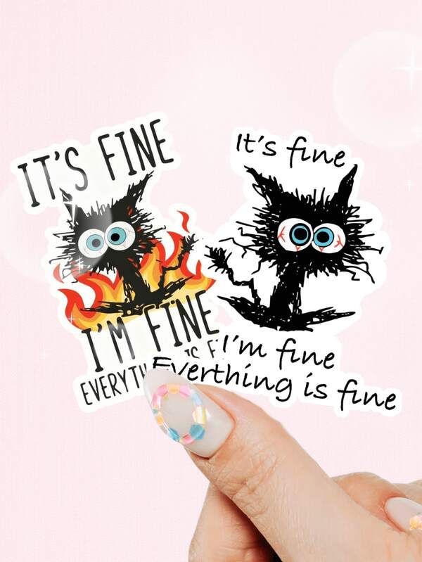 1 Stück Katzen-Meme Aufkleber "Es ist in Ordnung, mir geht es gut, alles ist gut", Vinyl Aufkleber, "Mir geht es gut" Laptop Aufkleber, "Es ist in Ordnung" Aufkleber, Wasser Flasche Aufkleber, Laptop Aufkleber