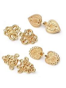 Yanxyad 1/4件复古毛衣披肩夹 复古腰部服装夹 束腰带扣 围巾夹，金色花朵图案胸针，围巾扣合金服装胸针，束腰夹，衬衫胸针夹，胸针夹礼品 - 亮金 - 查看 10