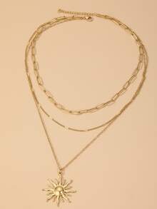 1pc Minimalist Indie Fashion Stainless Steel Necklace For Women, Cross & Sun Pendant Details, Suitable For Daily Wear - necklace - View 10