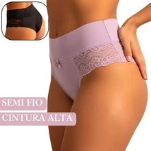 Elegant High-Waisted Panties With Delicate Floral Lace | Comfortable For Everyday Wear, Solid Color, Elastic - Lilac Purple - View 12