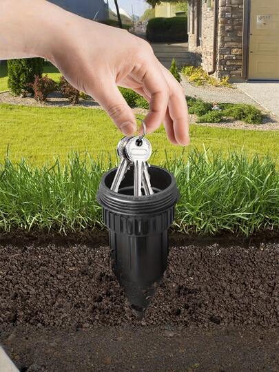 1/2个逼真地下洒水器钥匙隐藏盒，隐蔽式户外安全盒，耐腐蚀塑料洒水器造型钥匙盒，耐候花园锁，适用于草坪，隐藏式钥匙，适合花园、草坪，易于挖掘和植物覆盖