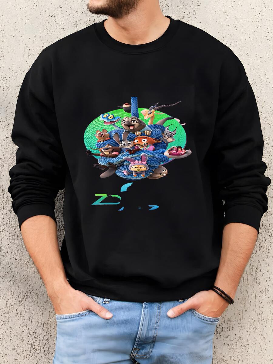 Mens 2 Shirt, , Characters Shirt,Judy Hopps Nick Wilde Gary De'snake Shirt, Land Tee 163863 Sweatshirt - Black - View 1