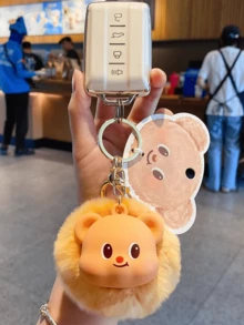 Cute Plush Bear Keychain, Fuzzy Ball, Adorable Bag Charm, Handbag/Purse Accessory, Keyring Holder, Teens/Girls/Women Gift, Daily/School/Work Use, Birthday/Valentine's/Christmas/Brides Designmaid Present, Kawaii Lover MVideo-Have, Playn,cline, Casline, Class, Class/Tual, Class Class, 21212 月 212 月 2072 月 D可能/印刷Outing/Special Occasion Accessory - 黃色 - 查看 7