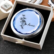 Customized Compact Makeup Mirror, Personalized Engraved Folding Pocket Mirror, Portable Double-Sided High-Definition Mirror, Stainless Steel Compact Mirror, Valentine's Day Gift, Spring, Bridesmaid, Wedding Gift, Customized Floral Engraved Makeup Mirror, Suitable For Gifting To Girlfriends, Moms, Mother's Day, Birthday, Graduation, Wedding, Anniversary, Practical Gift - Multicolor 3 - View 24