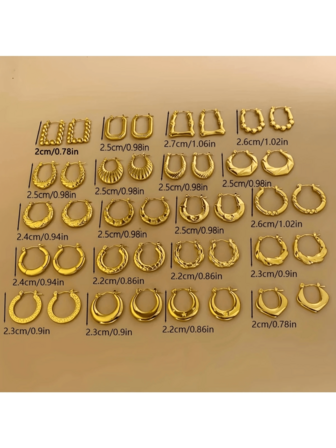 16 Stainless Steel Ring Earrings, Stud Earrings For Women - Simple, Japanese And Korean Styles, Fashionable And Exquisite Asymmetrical Shapes, Multi-Purpose For Daily And Party Occasions