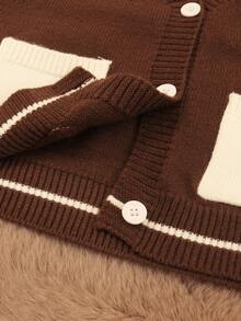 1 buah Rompi Rajut Cokelat untuk Anak Laki-laki, Sweater Kardigan Anak Laki-laki, Rompi Sweater Motif Beruang Bayi, Cocok untuk Musim Gugur - Coffee Brown - View 9
